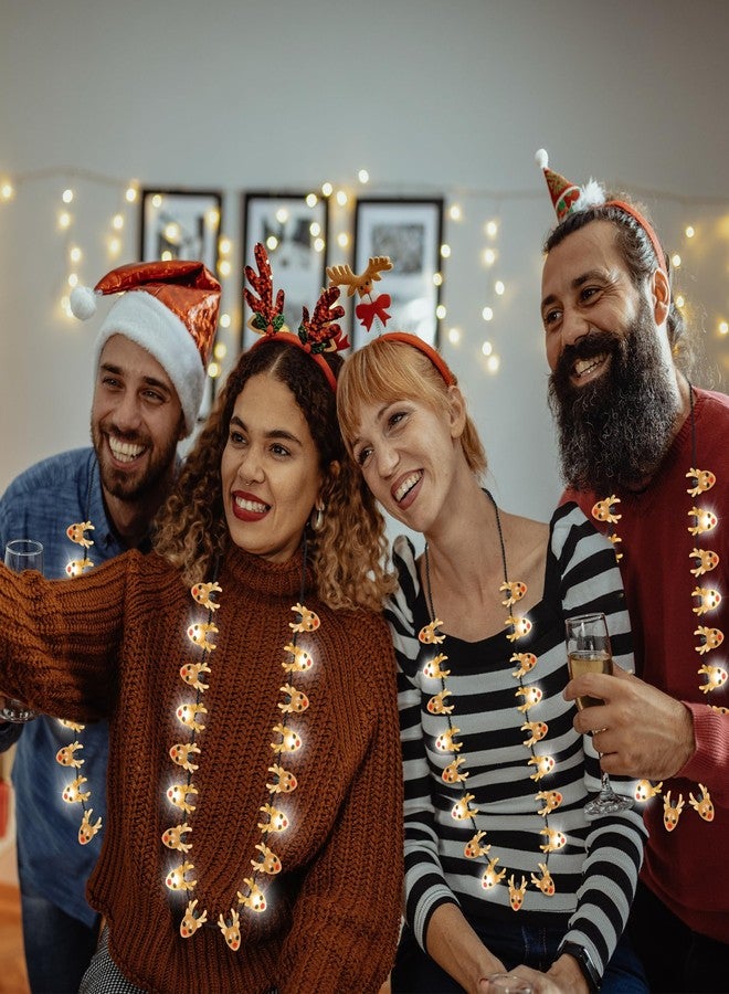 Traplace 4PCS Light Up Christmas Necklaces, Deer Bulb Christmas Light Necklace Accessories, 3 Flash Modes Xmas Light Deer Necklace Wearable Christmas Lights for Xmas Decorations Ugly Sweater Holiday Decor - Image 5